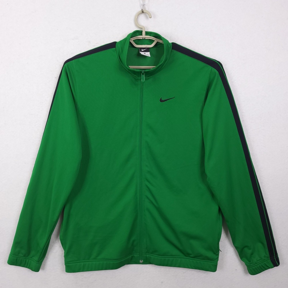 Nike Track Jacket Mens XL Green Black Stripe Full Zip 392474-396 Sportswear
